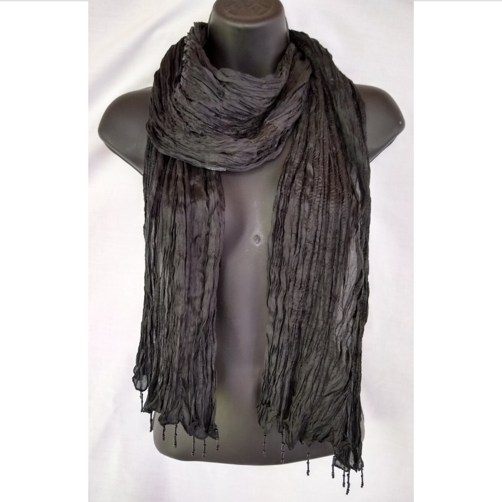 Black Scarf with beaded tassel